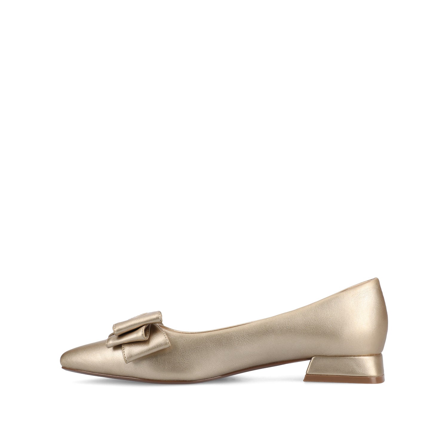 OPHELIA LOW BLOCK BALLET FLATS VEGAN LEATHER IN WIDE - Champagne