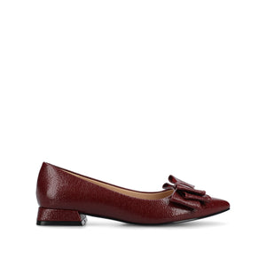 OPHELIA LOW BLOCK CROCO BALLET FLATS - Oxblood Croco