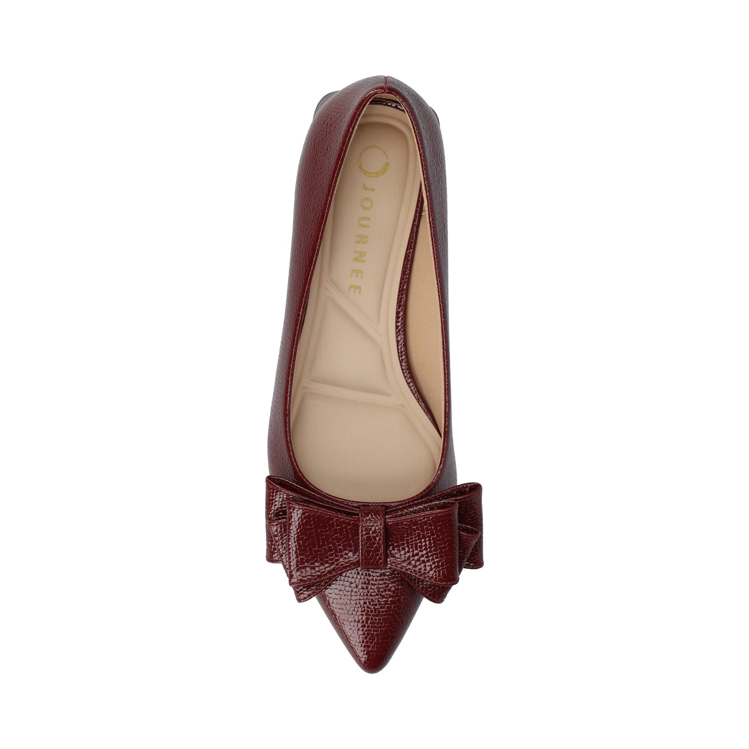 OPHELIA LOW BLOCK CROCO BALLET FLATS IN WIDE - Oxblood Croco
