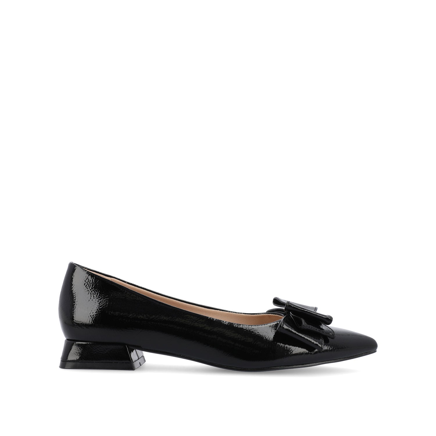 OPHELIA LOW BLOCK BALLET FLATS FAUX LEATHER IN WIDE
