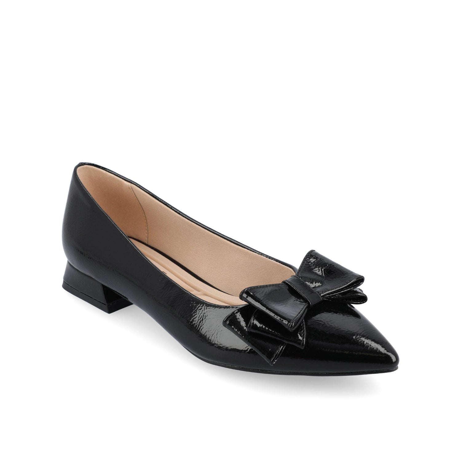 OPHELIA LOW BLOCK BALLET FLATS FAUX LEATHER IN WIDE