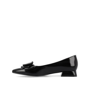 OPHELIA LOW BLOCK BALLET FLATS VEGAN LEATHER - Patent/Black