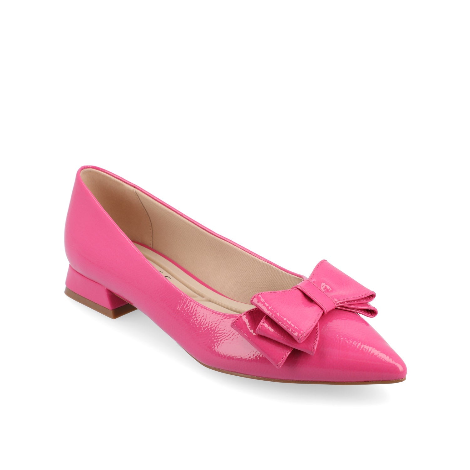 OPHELIA LOW BLOCK BALLET FLATS VEGAN LEATHER - Patent/Pink