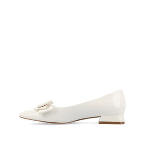 OPHELIA LOW BLOCK BALLET FLATS VEGAN LEATHER - Patent/White