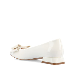 OPHELIA LOW BLOCK BALLET FLATS VEGAN LEATHER - Patent/White