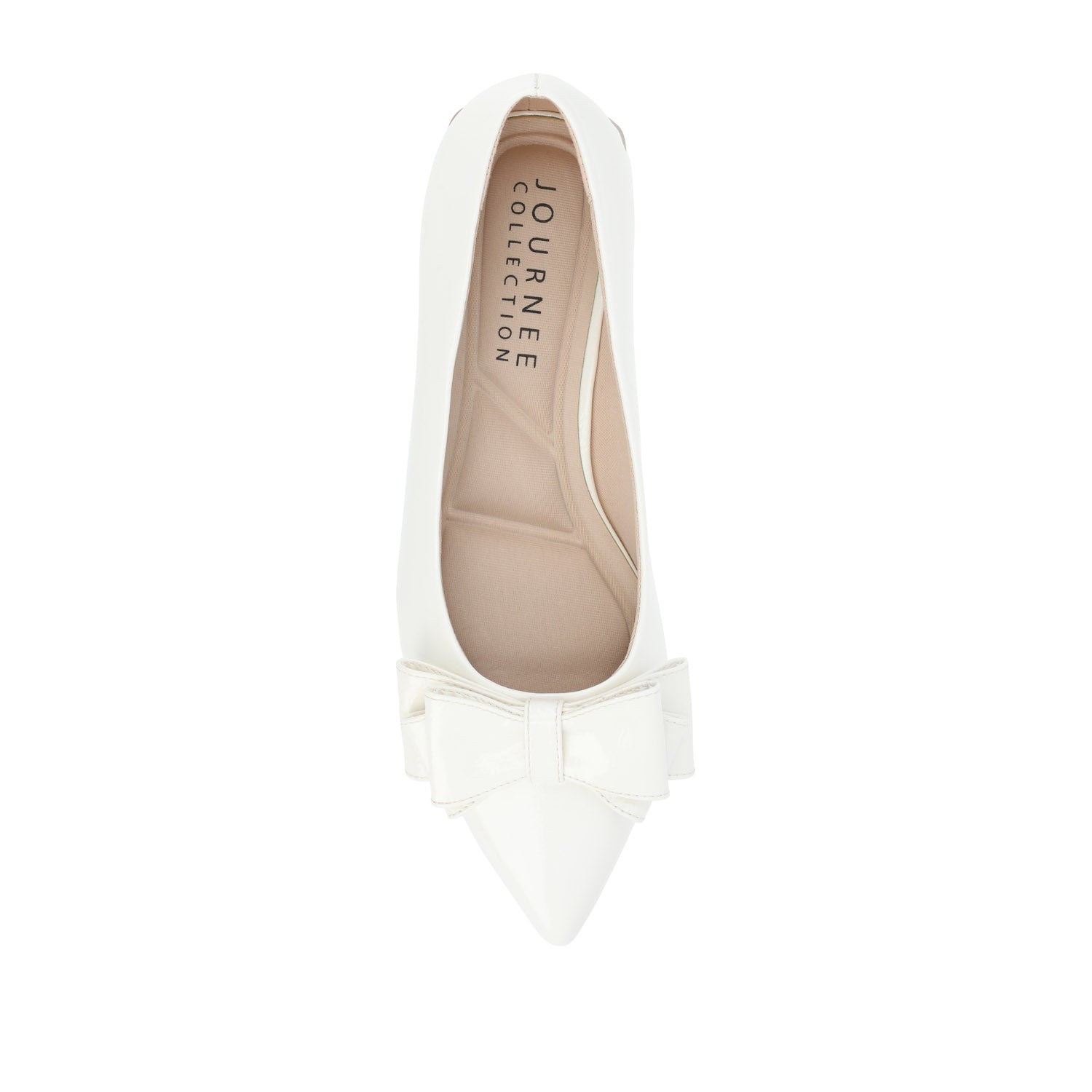 OPHELIA LOW BLOCK BALLET FLATS VEGAN LEATHER - Patent/White