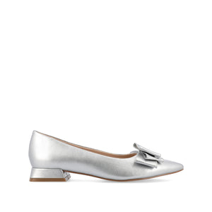 OPHELIA LOW BLOCK BALLET FLATS VEGAN LEATHER IN WIDE - Silver
