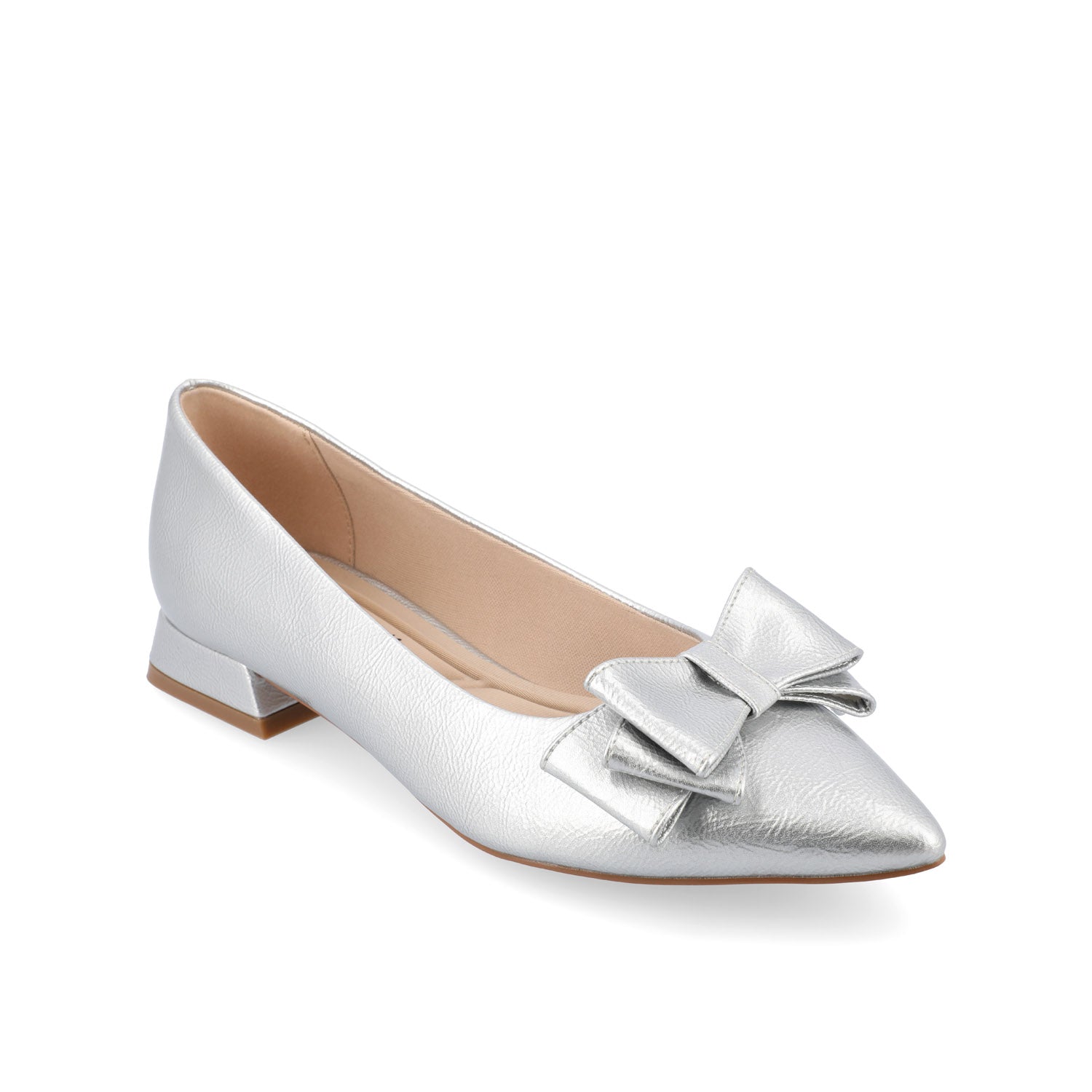 OPHELIA LOW BLOCK BALLET FLATS VEGAN LEATHER IN WIDE - Silver