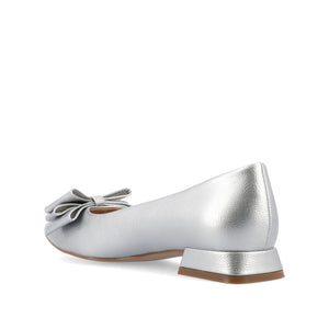 OPHELIA LOW BLOCK BALLET FLATS VEGAN LEATHER IN WIDE - Silver