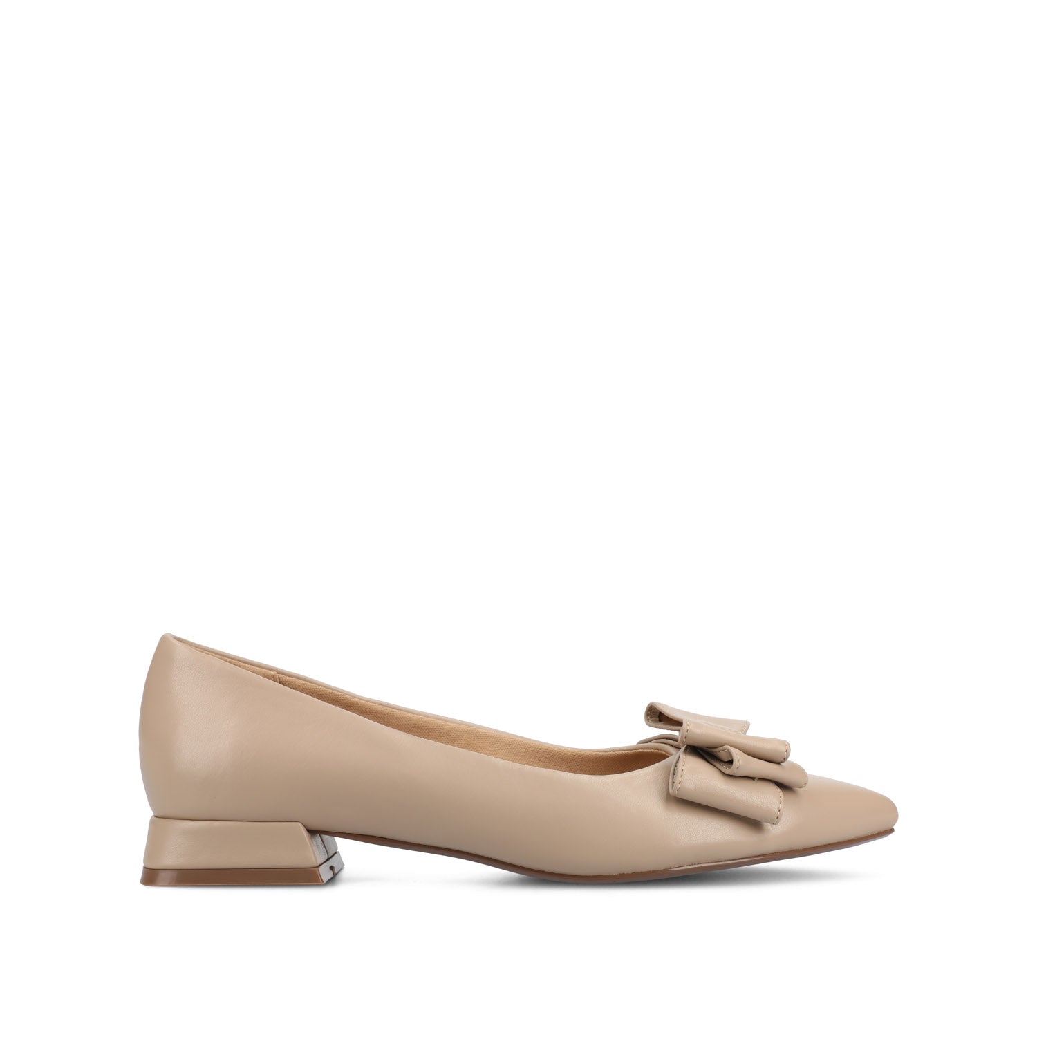 OPHELIA LOW BLOCK BALLET FLATS FAUX LEATHER IN WIDE