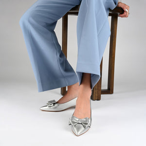 OPHELIA LOW BLOCK BALLET FLATS VEGAN LEATHER - Silver