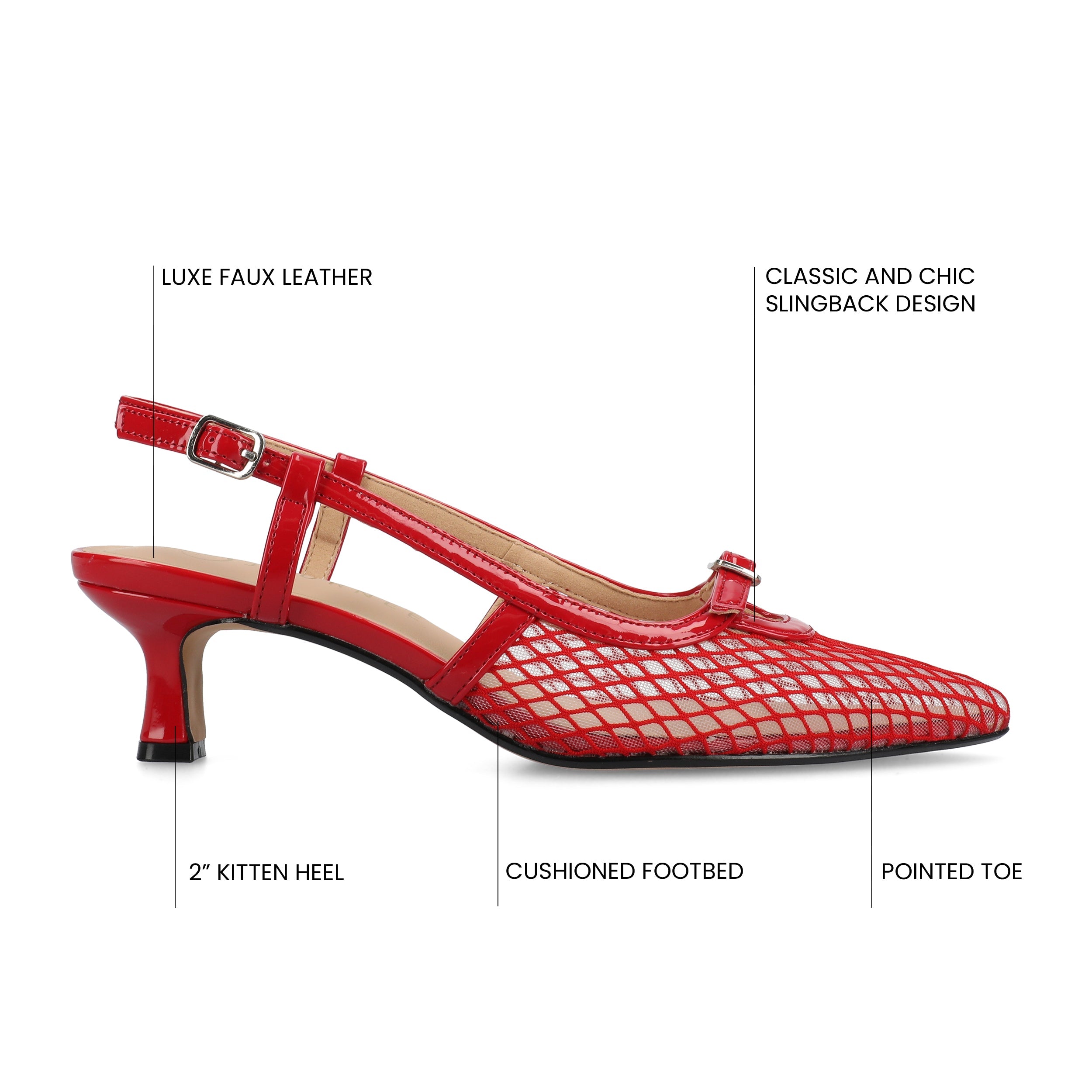 PADMA SLING BACK PUMPS IN MESH - Red Mesh