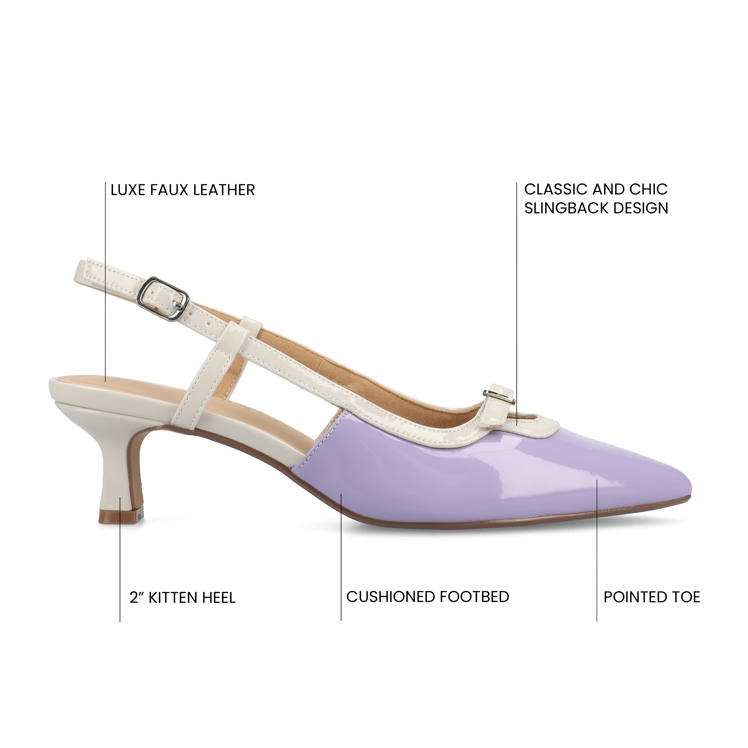 PADMA KITTEN HEELS IN VEGAN LEATHER - Lilac Patent