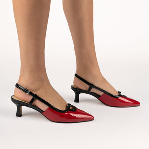 PADMA SLING BACK PUMPS IN MESH - Red Mesh