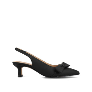 PALOMA SLINGBACK KITTEN HEELS - Black Satin