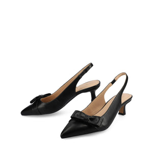 PALOMA SLINGBACK KITTEN HEELS - Black Satin