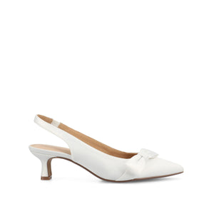 PALOMA SLINGBACK KITTEN HEELS - White Satin