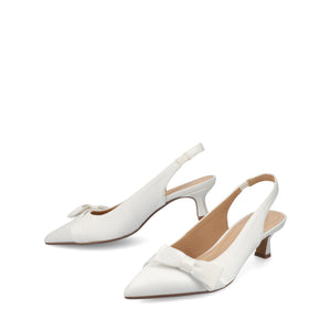 PALOMA SLINGBACK KITTEN HEELS - White Satin