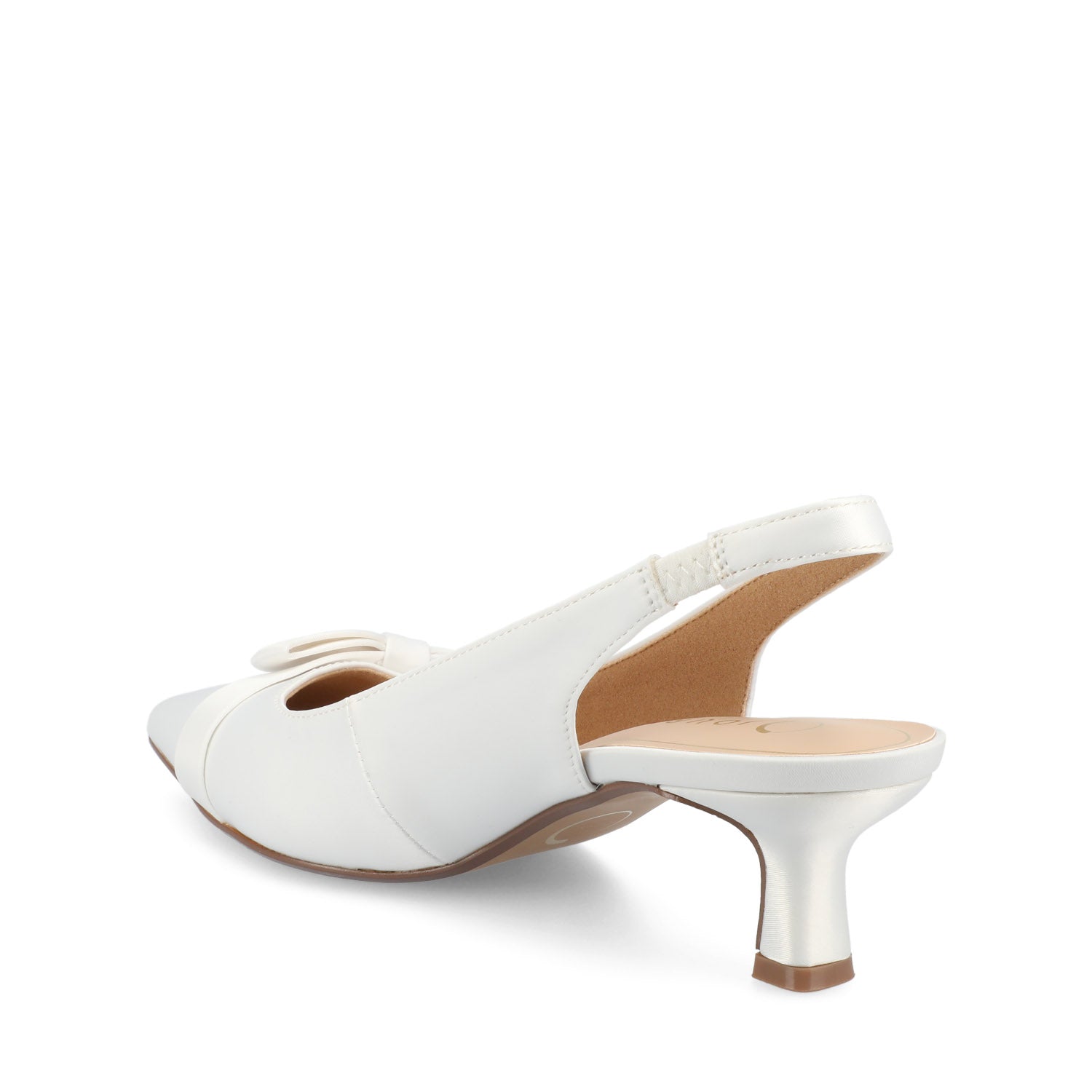 PALOMA SLINGBACK KITTEN HEELS - White Satin