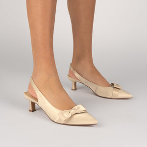 PALOMA SLINGBACK KITTEN HEELS - Champagne Satin