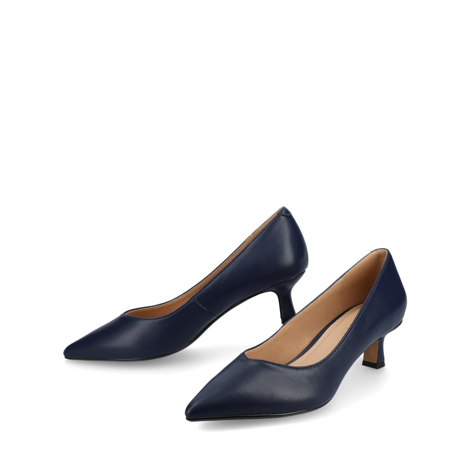 PAMMIE KITTEN HEELS IN VEGAN LEATHER - Navy PU