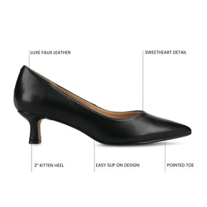 PAMMIE VEGAN LEATHER KITTEN HEELS IN WIDE - Black PU