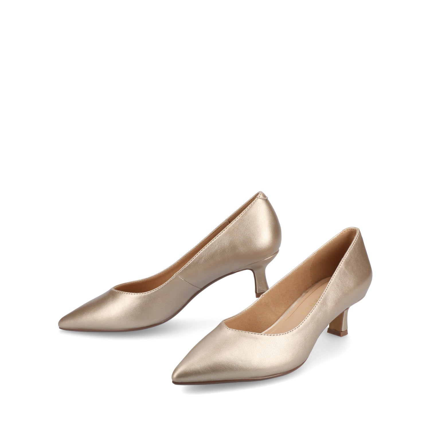 PAMMIE VEGAN LEATHER KITTEN HEELS IN WIDE - Champagne PU