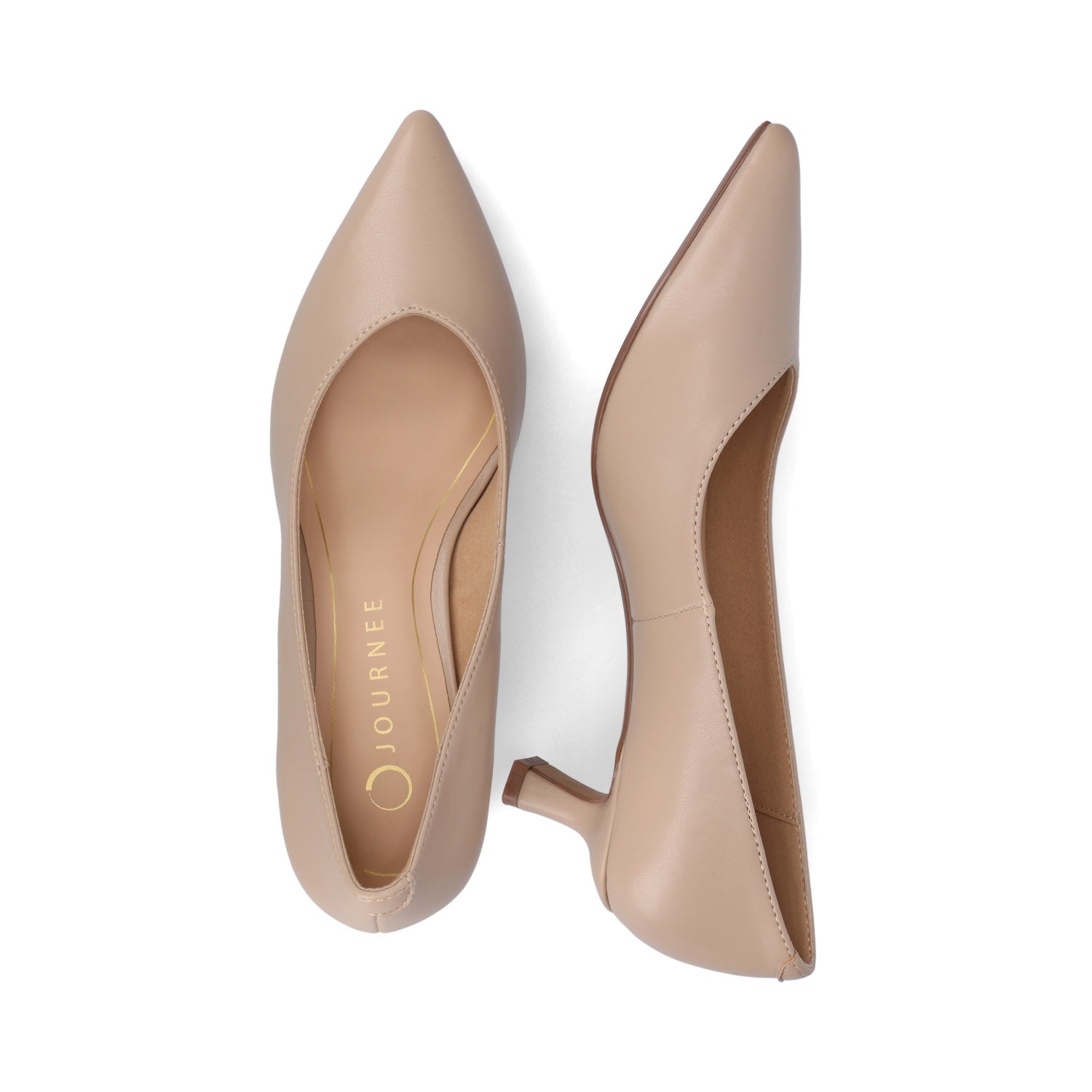 PAMMIE VEGAN LEATHER KITTEN HEELS IN WIDE - Taupe PU