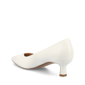 PAMMIE VEGAN LEATHER KITTEN HEELS IN WIDE - White PU