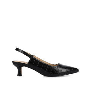 PAULINA SLINGBACK KITTEN HEELS IN PATENT - Croco Black
