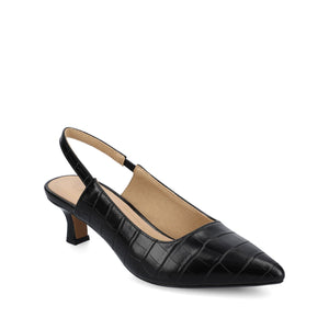 PAULINA SLINGBACK KITTEN HEELS IN PATENT - Croco Black
