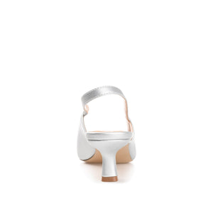 PAULINA SLINGBACK KITTEN HEELS IN PATENT - Silver PU