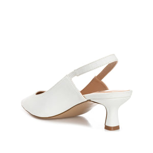 PAULINA SLINGBACK KITTEN HEELS IN PATENT - White
