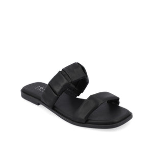 PEGIE SLIDE-ON SANDALS IN FAUX LEATHER