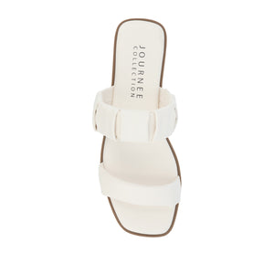 PEGIE SLIDE-ON SANDALS IN FAUX LEATHER