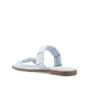 PEGIE SLIDE-ON SANDALS IN VEGAN LEATHER - Light Denim