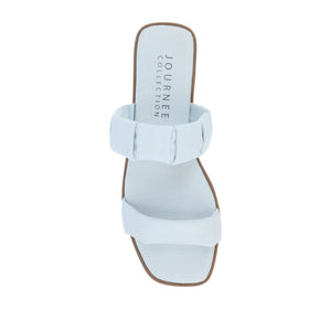 PEGIE SLIDE-ON SANDALS IN VEGAN LEATHER - Light Denim