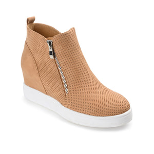 PENNELOPE WEDGE SNEAKERS IN VEGAN LEATHER - Tan