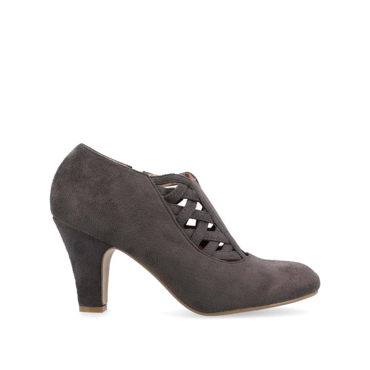 PIPER CONE HEELED BOOTIES IN FAUX SUEDE - Grey