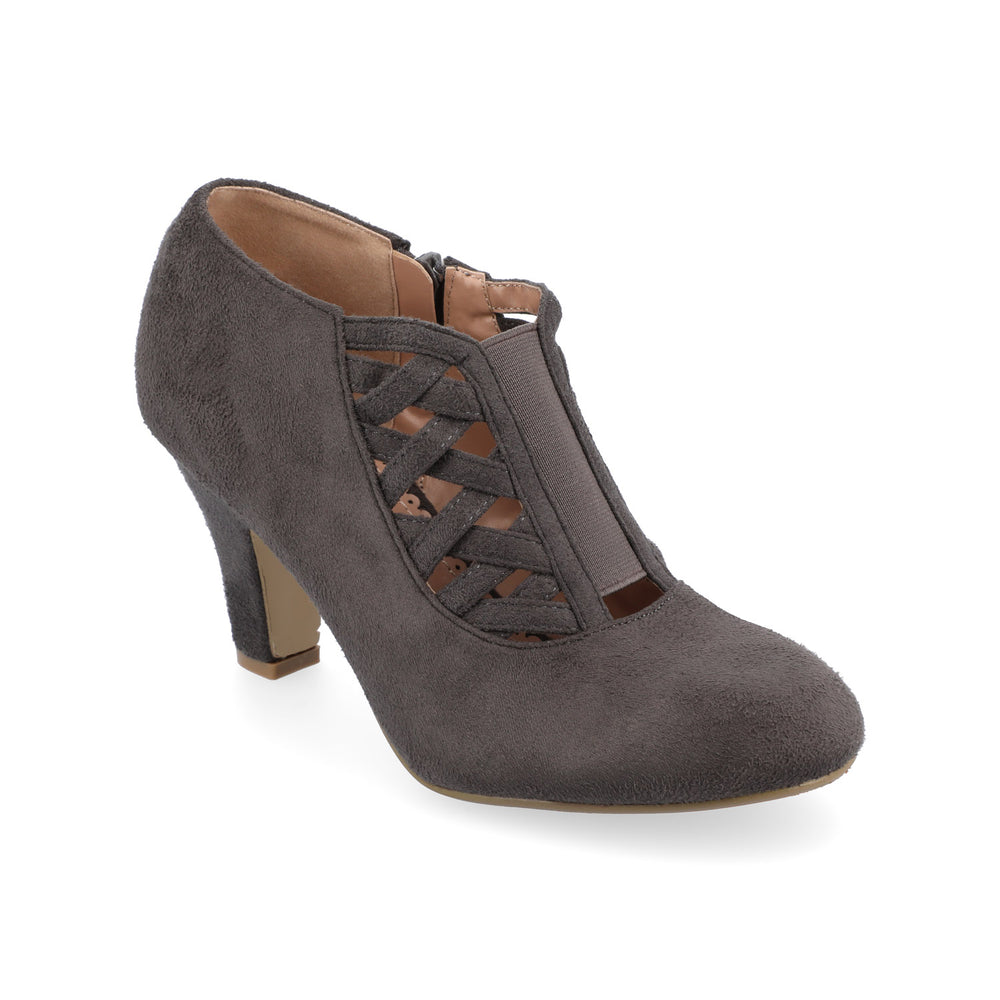 PIPER CONE HEELED BOOTIES IN FAUX SUEDE