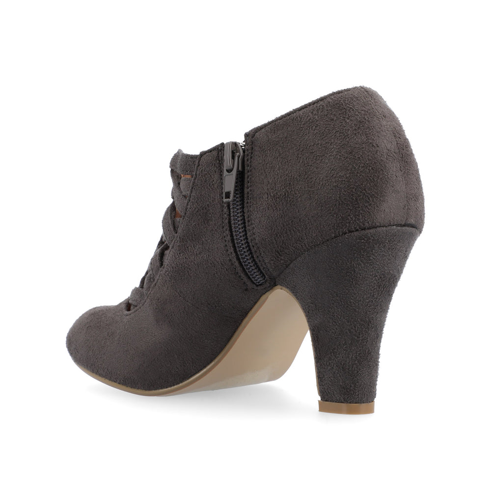 PIPER CONE HEELED BOOTIES IN FAUX SUEDE