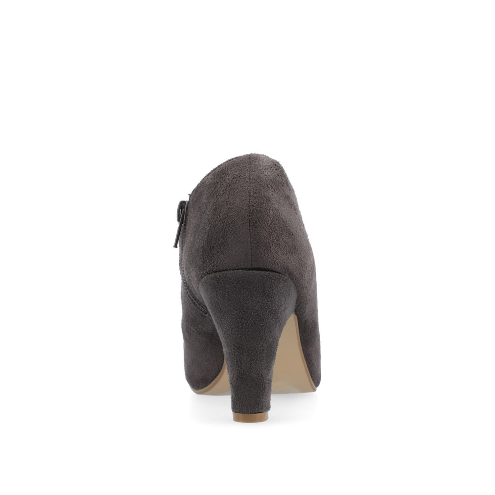 PIPER CONE HEELED BOOTIES IN FAUX SUEDE