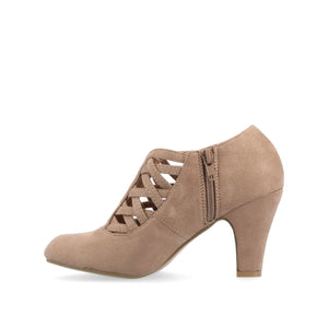 PIPER CONE HEELED BOOTIES IN FAUX SUEDE - Taupe