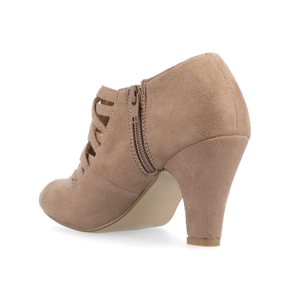 PIPER CONE HEELED BOOTIES IN FAUX SUEDE