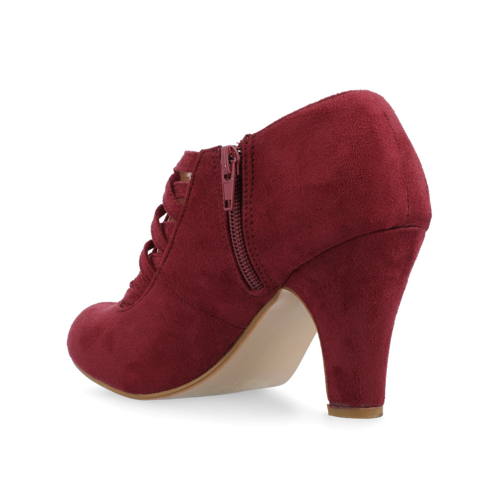 PIPER CONE HEELED BOOTIES IN FAUX SUEDE