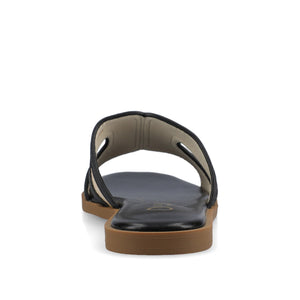 PRIMAH FLAT SANDALS IN WIDE - Black/Natural Raffia