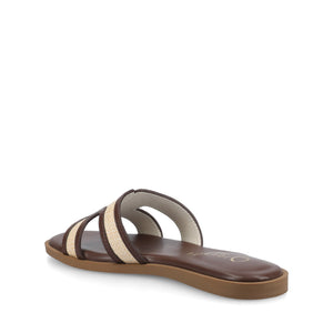 PRIMAH FLAT SANDALS IN WIDE - Chocolate Raffia