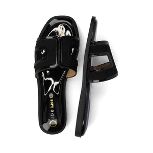PRIMAH FLAT SANDALS IN WIDE - Patent/Black