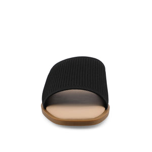 PRISILLA SLIDE SANDALS IN KNIT FABRIC - Black