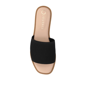 PRISILLA SLIDE SANDALS IN KNIT FABRIC IN WIDE - Black
